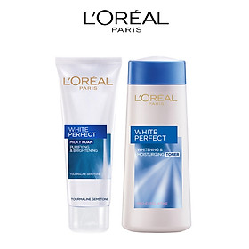 Bộ Sữa rửa mặt và Nước hoa hồng dưỡng trắng da L'Oréal Paris White Perfect