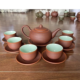 Mua Ấm chén tử sa bát tràng dáng tống ganh nâu lòng xanh