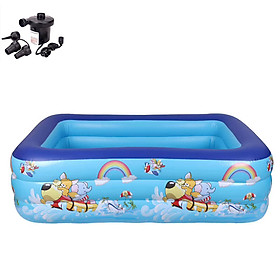 Bể bơi phao cho bé swimming pool KT 210*145*60cm (tặng bơm điện, 1 lọ keo và 2 miếng dán)