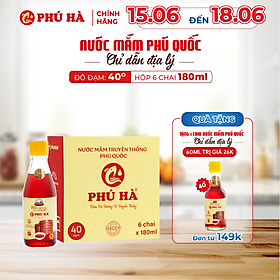 Nước mắm Phú Quốc Chỉ Dẫn Địa Lý Phú Hà 40 độ đạm - Hộp 6 chai 180ml