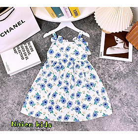 Đầm váy cho bé gái kiểu hai dây phối nơ từ 20-40kg chất tơ mềm mát
