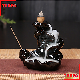 Mua Thác trầm hình vần sen 3 tầng tráng men (khói tỏa ngược) - hàng chính hãng THAFA tặng 5 nụ trầm