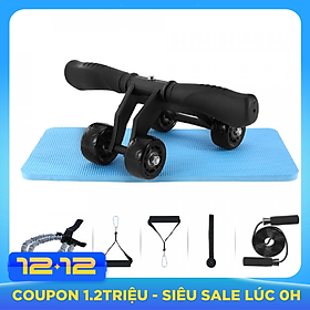 Con Lăn Tập Cơ Bụng 4 Bánh Kèm Phụ Kiện Thể Thao