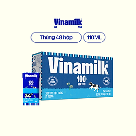 Sữa tươi tiệt trùng ít đường Vinamilk  -  Thùng 48 hộp 110ml