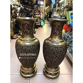 Mua Đôi lọ hoa bằng đồng nguyên chất  lục bình cắm hoa cao45cm bằng đồng