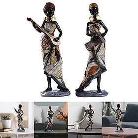 2 Pieces African Lady Figurine Tribal Women Statue Exotic Ornaments