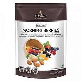 Morning Berries 340G - Hỗn hợp Hạt điều, hạnh nhân, hạt dẻ, nho khô, mâm xôi, việt quất, dâu tây, nam việt quất sấy khô.- Ngũ cốc ăn sáng - mix nuts - Trái cây sấy khô nhập khẩu Rostaa