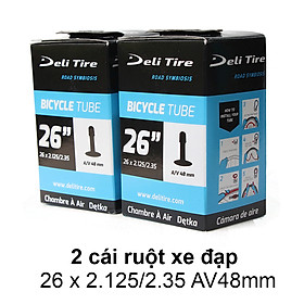 Ruột xe đạp 26x2.125 2.35 van Mỹ dài 48mm DELI-TIRE- 2 cái săm xe đạp