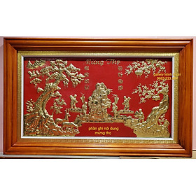 TRANH ĐỒNG VÀNG LIỀN TẤM THÚC GÒ NỔI- MỪNG THỌ ÔNG-BÀ