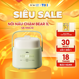 Mua Nồi Nấu Chậm Bear 1L Chính Hãng 8 Chế Độ Nấu Hầm Chưng Yến Tiết Kiệm Thời Gian Giữ Trọn Dinh Dưỡng SB-NNC10 - Hàng Chính Hãng