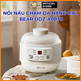 Hình ảnh Nồi nấu chậm đa năng 0.8L Bear DDZ-A08T8 (KÈM LỒNG HẤP) - Hàng Chính Hãng