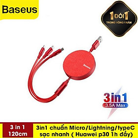 Mua Cáp Sạc Dây Rút 3 in1 Có Thể Thu Vào Cáp Chuẩn Micro USB  Type C  IP - Hàng Chính Hãng Baseus