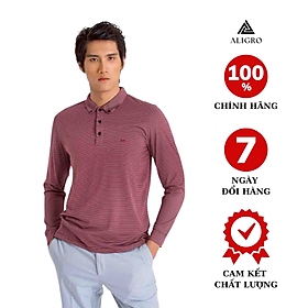 Áo thun nam dài tay kẻ ngang tăm màu đỏ đậm aligro ALGAPD031