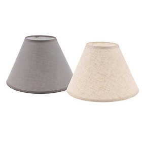 2Pcs Fabric Lampshade Table Lamp Shade Bedside Light Shade Flaxen & Gray