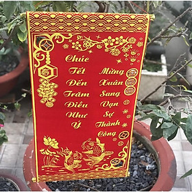 Liễng trang trí tết in chữ Việt Nam làm từ vải nhung đẹp khổ 35*60cm