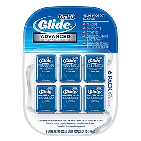 Hình ảnh sách Vỉ 6 Hộp Chỉ Nha Khoa Oral-B Glide Advanced Multi-Protection Floss Mỹ 44m(hộp)