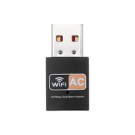 600Mbps USB Wireless Network Card 2.4GHz+5GHz Dual Frequency Band Mini USB WiFi Adapter Wide Compatibility for PC Laptop