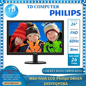 Mua Màn hình Philips 24inch 243V5QHSBA (23.6  FHD 60Hz  HDMI+VGA+DVI) - Hàng chính hãng DGW phân phối