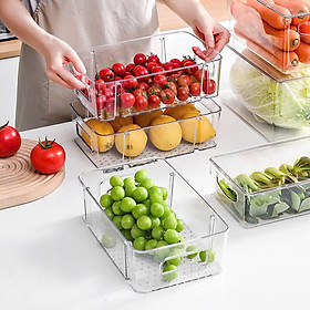 Khay Mica Trong Suốt Đựng Trái Cây Tủ Lạnh Có Tay Cầm – Hộp Đựng Thực Phẩm Xếp Chồng Tiện Lợi - HÀNG CHÍNH HÃNG MINIIN