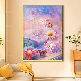 Tranh thêu kín Hoa chibi 62959, thêu 4 sợi, 9CT, kích thước 60*80 cm