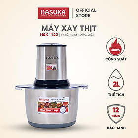 Máy xay thịt Hasuka HSK-123 dung tích 2 L, cối inox 304 dày dặn không lo nứt vỡ, 2 tầng lưỡi dao xay nhanh hơn - HÀNG CHÍNH HÃNG