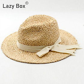 Mũ nón cói đi biển vành rộng dáng cowboy chất liệu raffia cao cấp