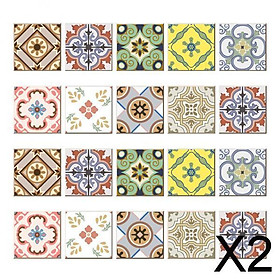 2x20 Pieces Mosaic Wall Tiles Stickers Kitchen Bathroom Tile Decals B 10x10cm