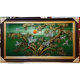 Mua TRANH SƠN MÀI ĐẮP NỔI THẾP VÀNG -CỬU HẠC DU XUÂN (TÙNG HẠC TRƯỜNG XUÂN)