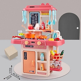 Bộ đồ chơi nhà bếp, đồ chơi nấu ăn MIST KITCHEN cao 63cm - 69cm cho bé có hiệu ứng bốc khói, âm thanh, vòi nước