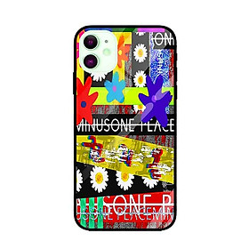 Ốp lưng kính cường lực cho iPhone 11 Nền Họa Tiết Hoa Cúc Zigzag - Hàng Chính Hãng