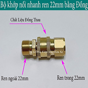 Mua Bộ khớp nối nhanh đầu ra dùng cho máy rửa xe công nghiệp đầu ren 22mm cốt 3/8inch - chất liệu Đồng Thau