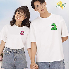 ÁO THUN KIỂU UNISEX AOMI KHỦNG LONG BABY TAY NGẮN TAY LỠ NAM NỮ GIA ĐÌNH CẶP ĐÔI CHẤT LƯỢNG CAO
