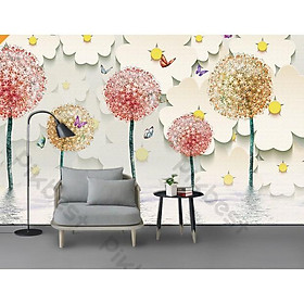 Tranh dán tường Hoa cẩm tú cầu sắc màu giản đơn, tranh 3d dán tường hiện đại (tích hợp sẵn keo) MS1201651