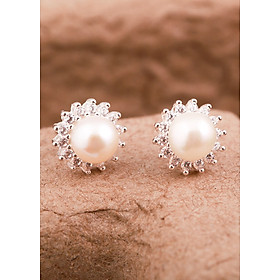 Bông tai bạc đính ngọc trai họa tiết hoa thương hiệu Opal - YOT12-10