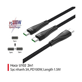Mua Cáp sạc 100W Hoco U102 Type-C sang Type-C và Type-C vải dù siêu bền dài 1.5M cho Android - Hàng chính hãng