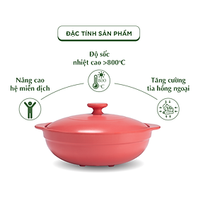 Nồi Sứ Dưỡng Sinh Minh Long Healthy Cook Luna 2.0 L - Dùng Cho Bếp Gas, Bếp Hồng Ngoại