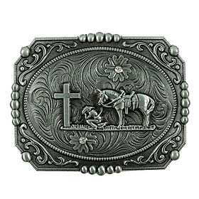 Chic Retro Prayer Horse Cross Belt Buckle Mens Rider Bronze Cowboy Buckles