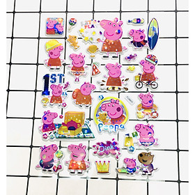 Hình Dán Bé Heo Peppa sticker Nổi 3D set 3 bảng ( 72 miếng ảnh )