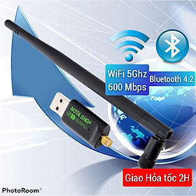 Mua  CÓ SẴN  Thiết bị kết nối  USB thu WiFi + BLUETOOTH 600Mbps  có 5G  dùng cho máy bàn laptop  nhỏ gọn  không dây