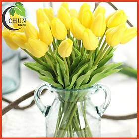 Hoa giả, bó hoa tulip cao su non mềm mịn như thật