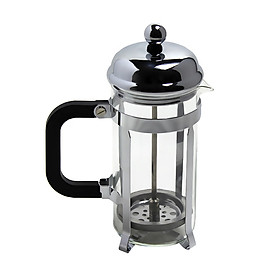 3-Cup Heat Resistant Glass French Press Coffee Maker Coffee Press Tea Maker Pot with Stainless Steel Holder, 350ml 12 oz, Silver