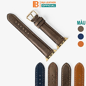 Dây đồng hồ dành cho AW da bò Vintage D116 - Hàng khâu tay thủ công cao cấp