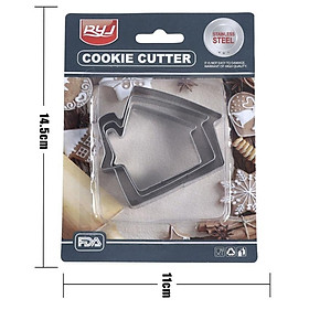 Khuôn Bánh Quy Cookies Bộ 3 Khuôn Nhấn Dụng Cụ Làm Bánh Cutter Innox hình Ngôi nhà 3D Noel - CBCKIHOU3P