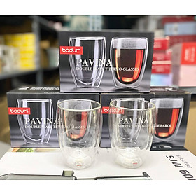 Bộ 2 cốc thủy tinh Bodum Pavina Double Wall Thermo-Glasses 350ml 2 lớp chịu nhiệt Hàng chinh hãng
