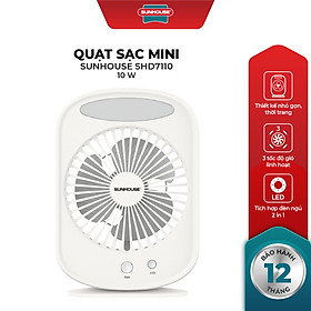 Quạt Sạc Mini Sunhouse SHD7110 (7W) - Hàng Chính Hãng