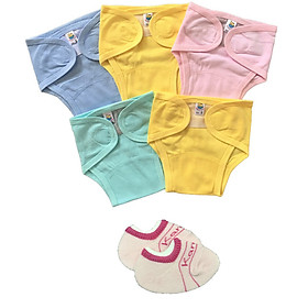 Combo 10 tả vải, tả dán sơ sinh cotton Thái Hà Thịnh ( tặng kèm 1 đôi tất sơ sinh như hình)