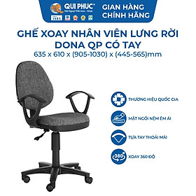 Mua  Chính hãng Qui Phúc  Ghế xoay văn phòng Dona có tay  lưng bầu - rời phù hợp với lưng  nâng đỡ cột sống