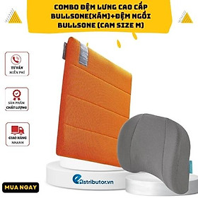 Combo Đệm Lưng Cao Cấp Bullsone(Xám)+Đệm Ngồi Bullsone (Cam size M) 