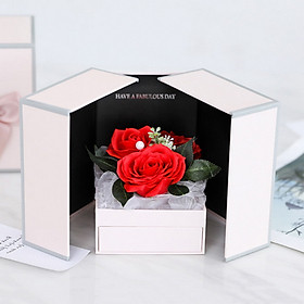 Hộp Hoa Hồng Sáp 2 Tầng Kèm Ngăn Đựng, Quà Tặng Tình Nhân, Tặng Bạn Gái Màu Đỏ