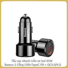 Mua Tẩu sạc cho ô tô Baseus sạc nhanh 45W chuẩn PD   Q.C 3.0 - Hàng Chính Hãng